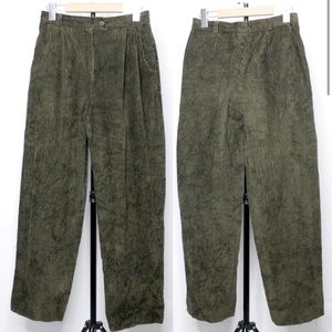 👖 Vintage 70s 80s Le Truc Green Corduroy Pants 100% Wool West Germany